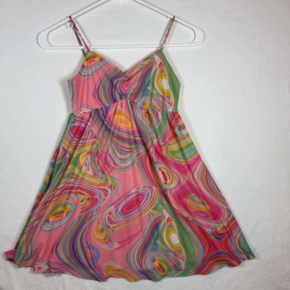 Nova Kids Girls Size 8 Colorful Marble Swirl Print Sundress - Picture 1 of 6